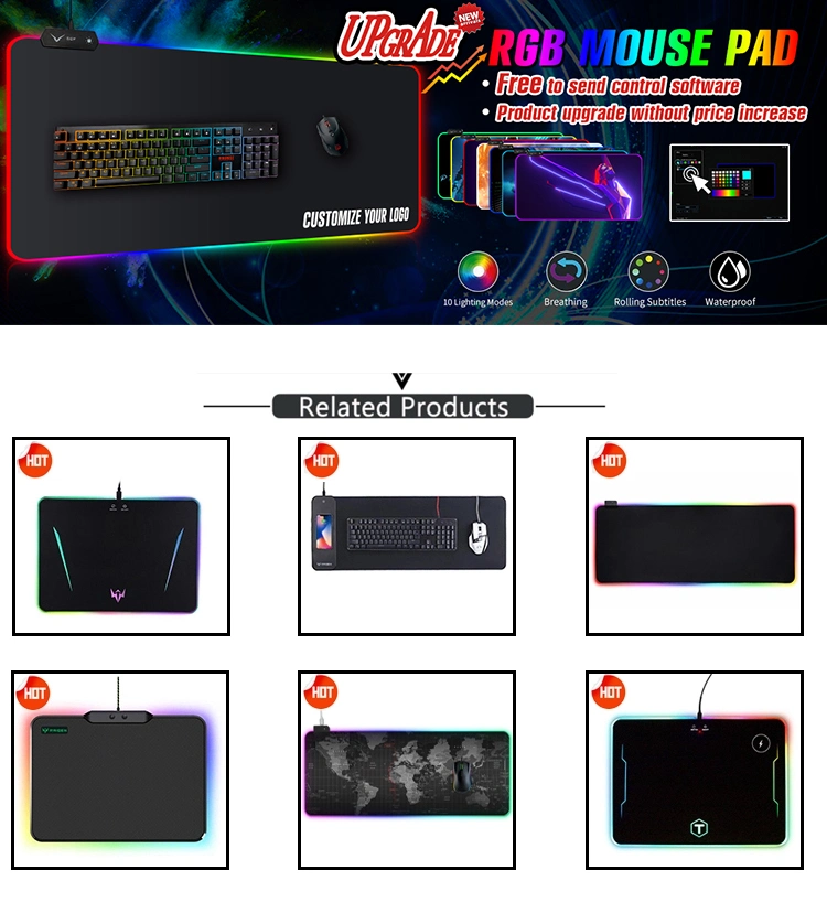 Large Custom Logo Printing Rubber Mousepad Promotion Gift Mouse Mat Gaming World Map Desk Mat LED RGB Mouse Pad Computer Accessories